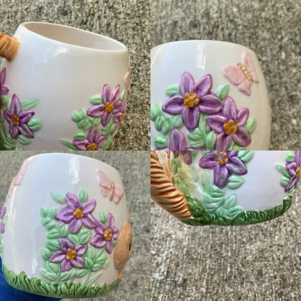 Vintage Wangs International bunny floral butterfly mug rabbit Cottagecore - Picture 7 of 8
